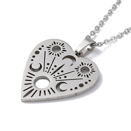 Non-Tarnish Hollow Heart 304 Stainless Steel Pendant Necklaces LS-NJEW-C033-01C-P-1