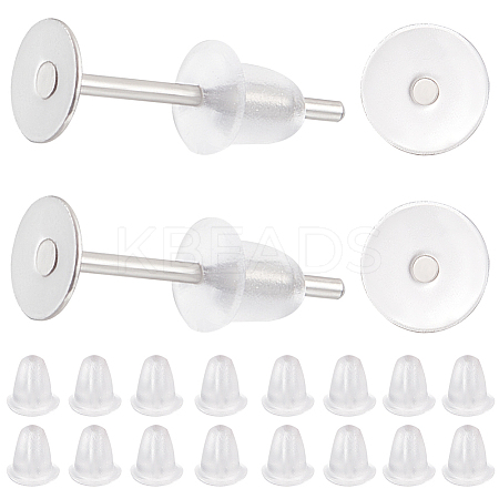 1600Pcs 2 Styles  304 Stainless Steel Flat Round Blank Peg Stud Earring Findings FIND-BBC0003-53B-1