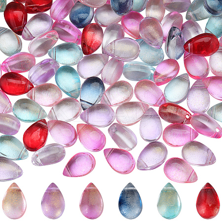 150Pcs 6 Colors Transparent Glass Beads GGLA-SC0001-17-1