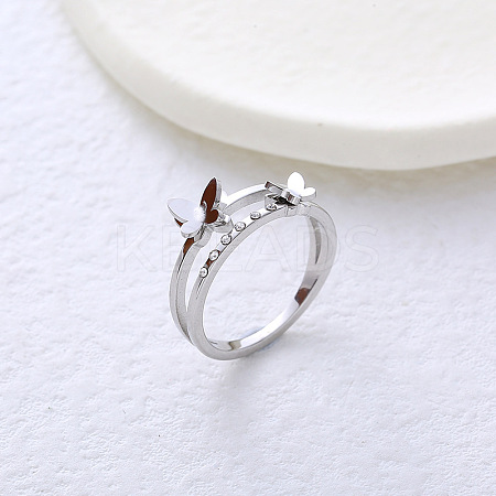 304 Stainless Steel with Rhinestone Finger Rings for Women LS-VL8441-3-1