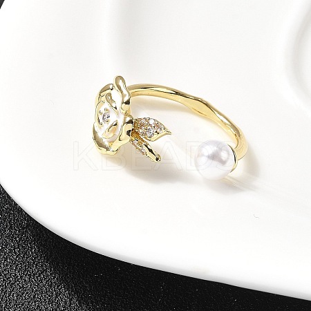 Brass Micro Pave Cubic Zirconia Cuff Rings RJEW-P166-03G-01-1