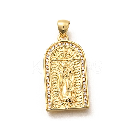 Religion Themed Rack Plating Brass Micro Pave Cubic Zirconia Pendants KK-L226-007G-19-1
