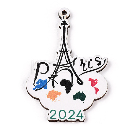 French Theme Printed Wood Pendants WOOD-N016-05-1