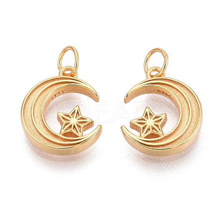 925 Sterling Silver Moon with Star Charms STER-N016-93G-1