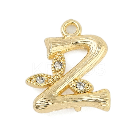Brass Crystal Rhinestone Letter Links Connector Charms KK-S395-06G-Z-1