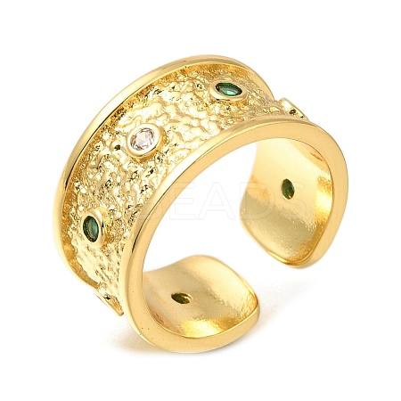 Rack Plating Brass Micro Pave Cubic Zirconia Open Cuff Rings for Women RJEW-M022-22G-1