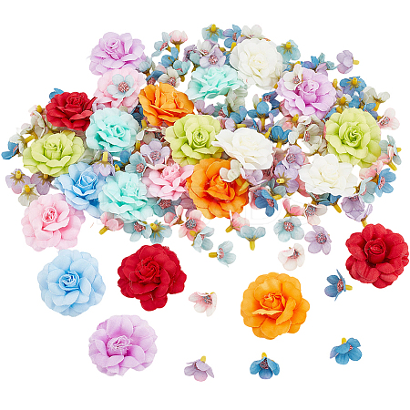 174Pcs 13 Styles Artificial Flower Head AJEW-SP0002-83-1