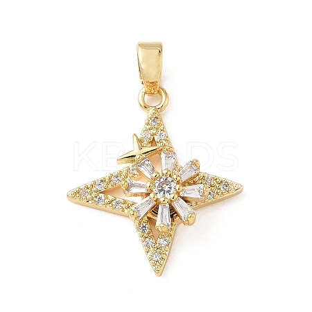 Brass Micro Pave Cubic Zirconia Rotating Pendants KK-M323-01B-G-1
