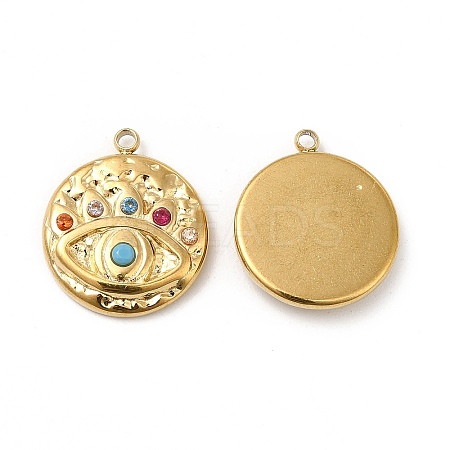 Vacuum Plating 201 Stainless Steel with Colorful Rhinestone Pendants STAS-J401-VC810-1