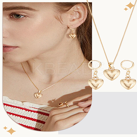 Zinc Alloy Heart Hoop Earrings & Pendant Necklaces Sets for Women SJEW-LP0001-13-1