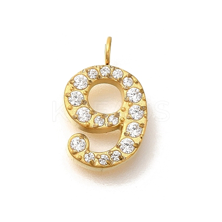 Ion Plating(IP) 304 Stainless Steel Micro Pave Cubic Zirconia Pendants STAS-H228-01G-09-1