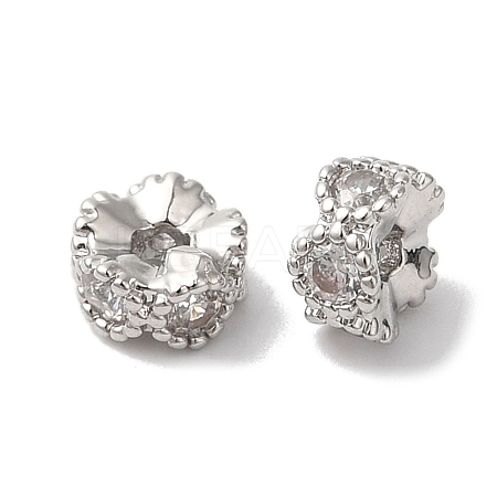 Brass Micro Pave Clear Cubic Zirconia Beads KK-G503-24P-1