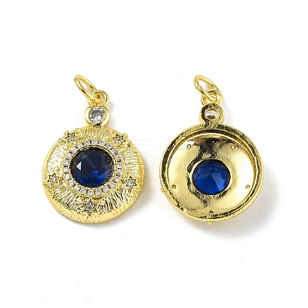 Brass Micro Pave Clear Cubic Zirconia Pendants KK-E068-VF326-1