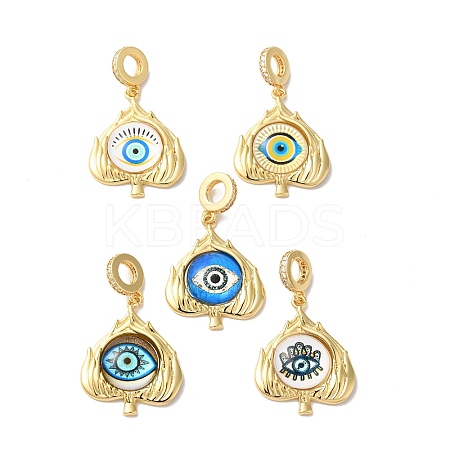 Rack Plating Brass Micro Pave Clear Cubic Zirconia European Dangle Charms KK-G504-26G-1