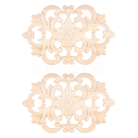 Rubber Wood Carved Onlay Applique Craft AJEW-OC0001-47-1