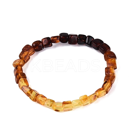 Gradient Color Natural Amber Nuggets Beaded Stretch Bracelets BJEW-N041-02-1