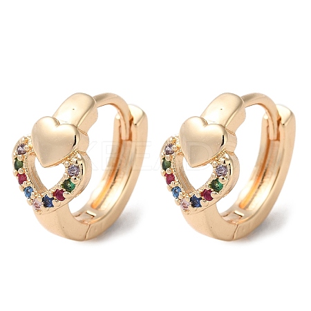 Rack Plating Brass Micro Pave Colorful Cubic Zirconia Hoop Earrings LS-EJEW-P238-10KCG-1