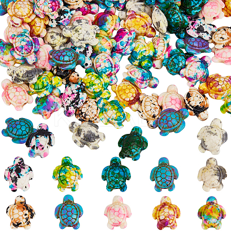100Pcs 10 Colors Synthetic Turquoise Dyed Beads G-SC0003-27B-1