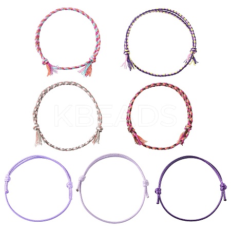 14Pcs 7 Colors Cotton Cord Bracelet Set for Men Women BJEW-FS00025-05-1