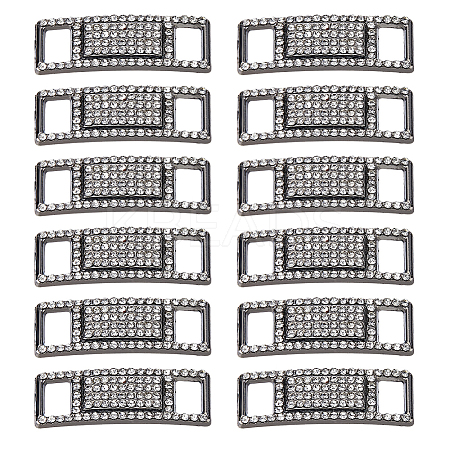 12Pcs Alloy Glass Rhinestone Shoelace Buckle FIND-HS0002-48B-1