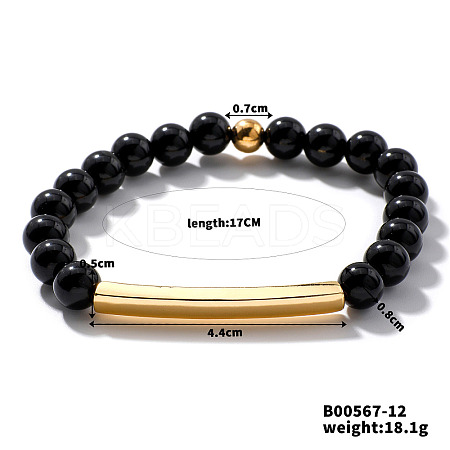 Natural Black Onyx Stretch Bracelets CL6256-5-1