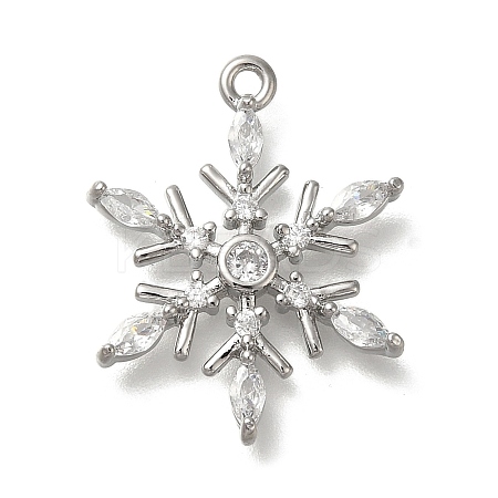 Rack Plating Brass Micro Pave Cubic Zirconia Pendants KK-M014-10B-P-1