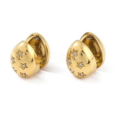 Star Teardrop 304 Stainless Steel Pave Rhinestone Hoop Earrings for Women EJEW-G390-03G-02-1