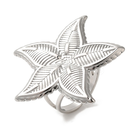 Non-Tarnish 304 Stainless Steel Starfish Open Cuff Rings for Women RJEW-Z053-10P-1