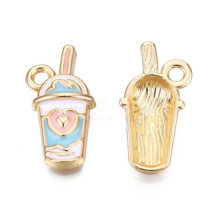 Eco-Friendly Zinc Alloy Milkshake Pendants X-ENAM-R051-16-02G-NR-1