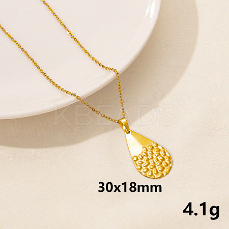 Stylish Stainless Steel Geometric Teardrop Pendant Necklace for Women PD6789-10-1