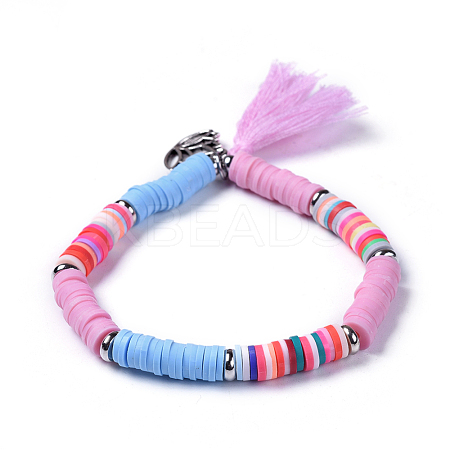 Cotton Thread Tassel Charm Bracelets BJEW-JB04448-04-1