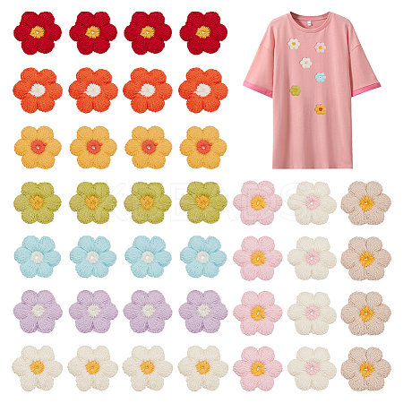 40Pcs 10 Colors Cotton Embroider Thread Sew On Patches PATC-FG0003-37-1