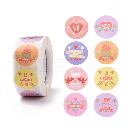 Valentine's Day Round Paper Stickers DIY-I107-05A-1