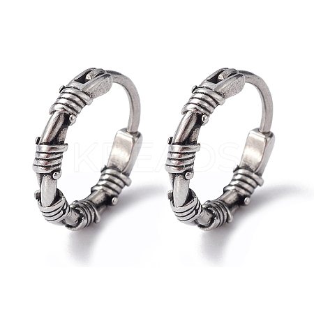 316 Stainless Steel Thorns Hoop Earrings for Men Women EJEW-C045-05-1