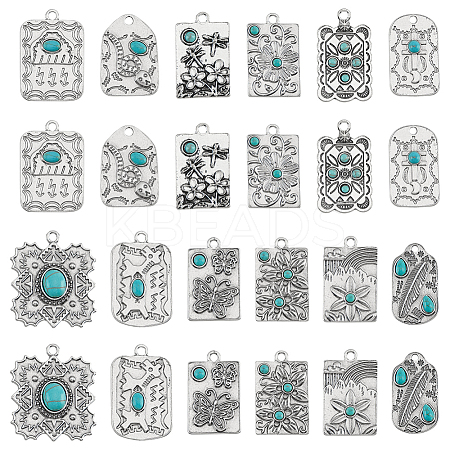 24Pcs 12 Styles Synthetic Turquoise Pendants PALLOY-PH0002-20-1