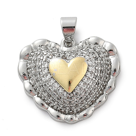 Brass Micro Pave Cubic Zirconia Pendants KK-C091-02D-PG-1