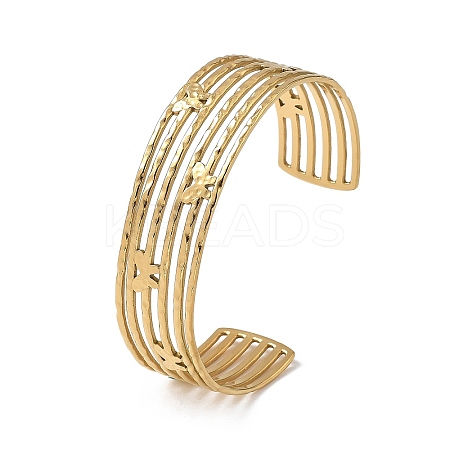 Ion Plating(IP) 304 Stainless Steel Cuff Bangles BJEW-Z078-23G-1