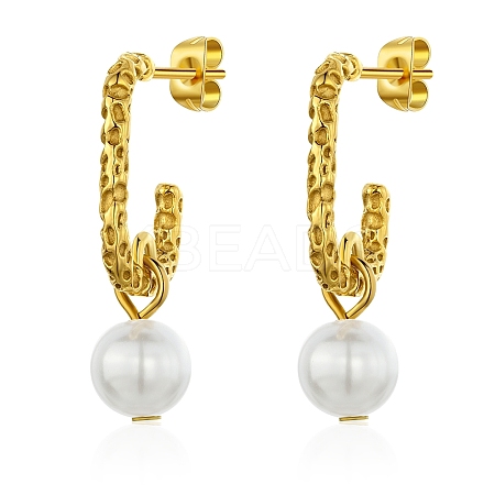 304 Stainless Steel C-shaped Stud Earrings CT3018-1-1