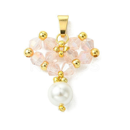 Shell Pearl Beads Glass Pendants PALLOY-MZ00432-01-1