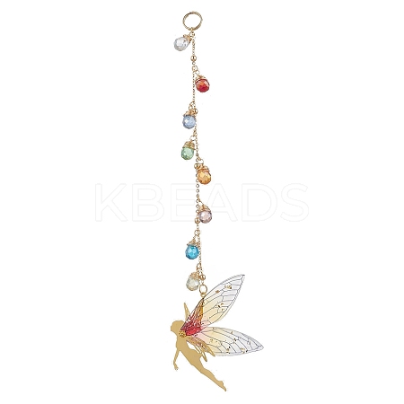 Brass Fairy Pendant Decorations HJEW-JM02976-1
