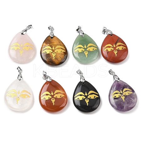 Natural Mixed Gemstone Pendants G-F786-09O-1