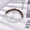 Natural Rainbow Moonstone & Tiger Eye Round Beads Stretch Bracelet for Women BJEW-JB07293-01-2