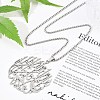 201 Stainless Steel Hollow Arabic Flat Round Pendant Box Chain Necklaces for Women Men LS-NJEW-R013-01P-1