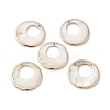 Electroplated Natural Freshwater Shell Pendants with Golden Plated Brass Edge SHEL-M019-02G-1