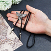 Alloy Moth Skull Black PU Leather Cord Bolo Tie Lariat Necklaces for Women Men NJEW-WH0031-08AS-3