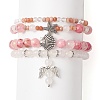 4Pcs 4 Style Natural Mixed Gemstone Beaded Stretch Bracelets Set BJEW-JB09263-1