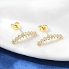 Clear Cubic Zirconia Curved Bar Stud Earrings LS-EJEW-C023-07G-4
