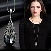 Alloy Crystal Rhinestone and Black Glass Pendant Long Necklaces FS-WG47C14-09-1