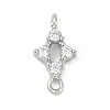 Brass Micro Pave Clear Cubic Zirconia Connector Charms KK-Z094-08P-02-1