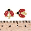 Rack Plating Brass Enamel Ladybug Connector Charms KK-E102-26G-3